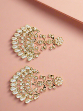 Exquisite White Kundan / Pearl Chandelier Earrings, Chand Bali